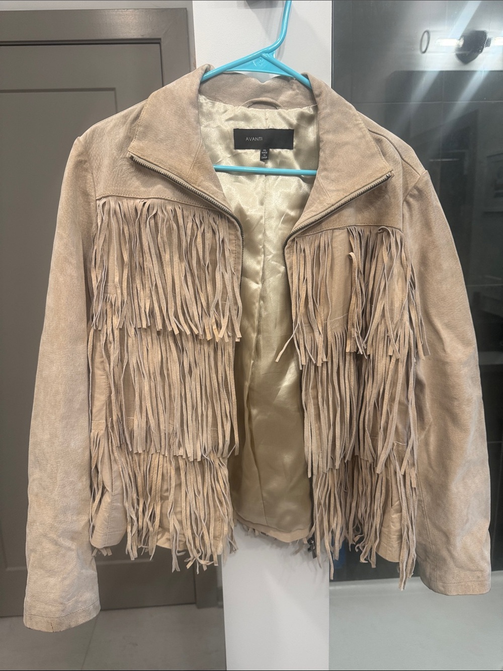 Avanti Tan Suede Fringe Jacket